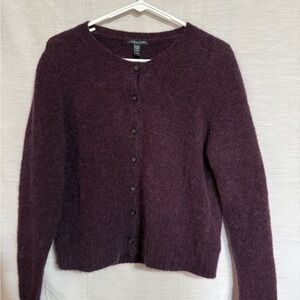 Eileen Fisher Mohair Wool Blend Purple Cardigan Size Medium